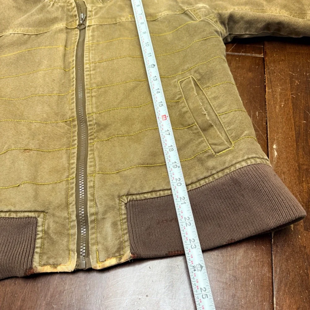 KAVU Sherpa Lined‎ Canvas Hooded Jacket Youth Medium Brown Zip Up Casual